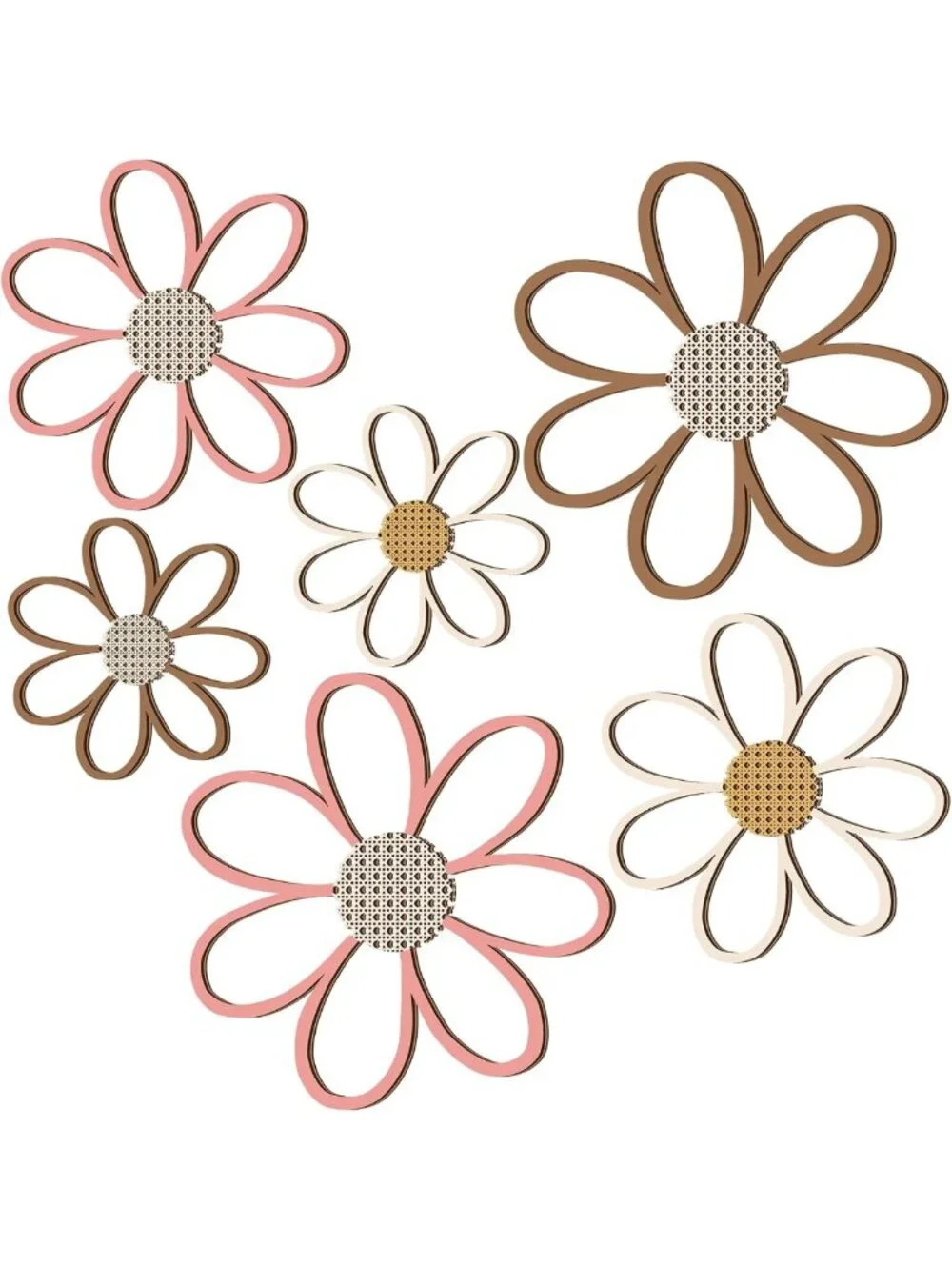 6 Pcs Wooden Daisy Wall Decor - Floral Art Hanging Plaques for Home & Nursery